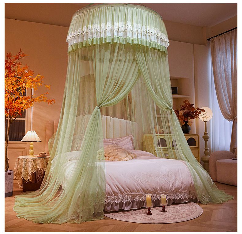 Rond hangend klamboe, gratis installatie, sprookjesachtige prinsessenstijl, koepelvloer, paleisbed, 1,8 m, universeel_voghion.com