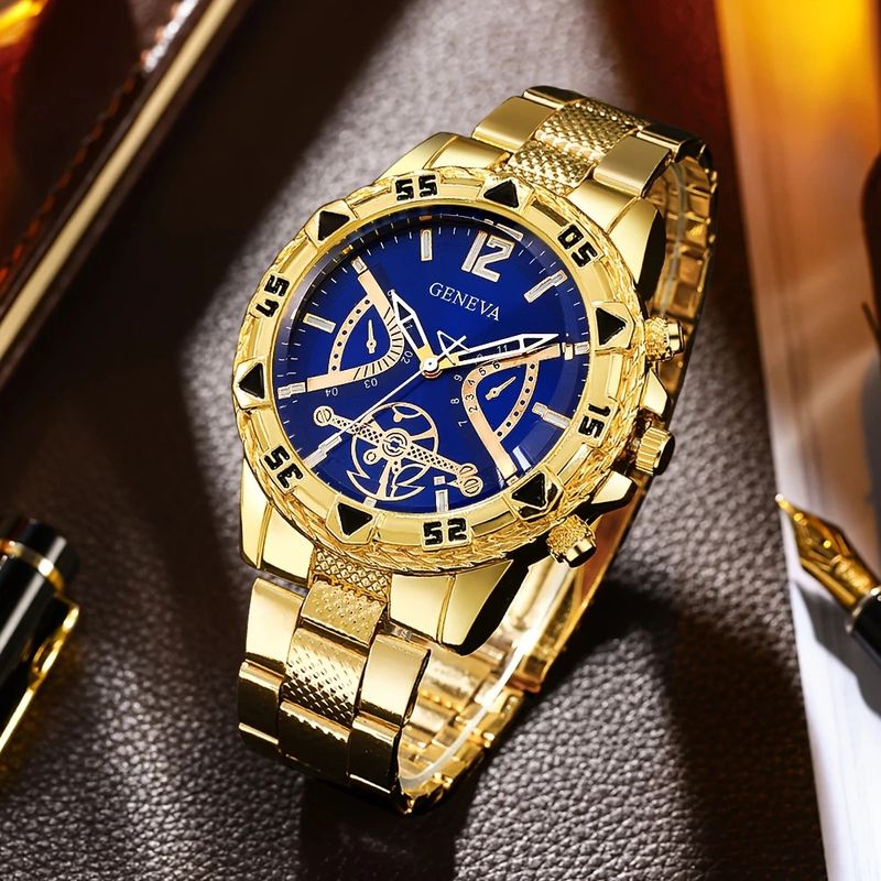 Men's High End Business Quartz Watch With Large Dial, Men's Steel Belt Watch, Men's_voghion.com