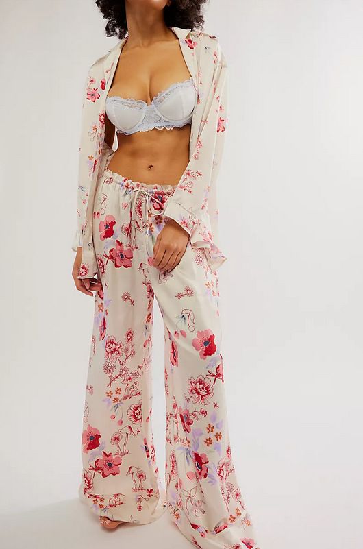 Women's Sleepwears Silk Satin Printed Home Clothes Suit Home Clothes Suit_voghion.com