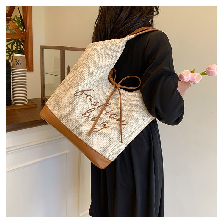 Nischen-Einzelschulter-Strohgewebte Damen, Neuer Koreanischer Stil, Einfach Und Exquisit, Kleine Handtasche Für Die Arbeit, Unterarm_voghion.com