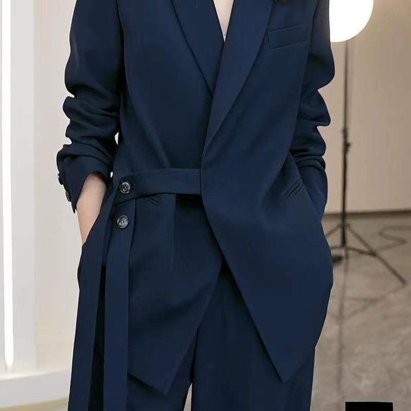 GraceChic 2024 Spring And Autumn New Style Plus Size Loose Age-Reducing Wide-Leg Pants Two-Piece Suit For Women_voghion.com