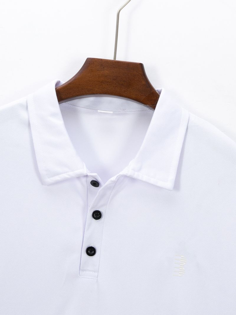 Herrenbekleidung Klassisches Kurzarmhemd mit Revers und Buchstabenstickerei für jeden Tag, lässiges und vielseitiges Oberteil_voghion.com