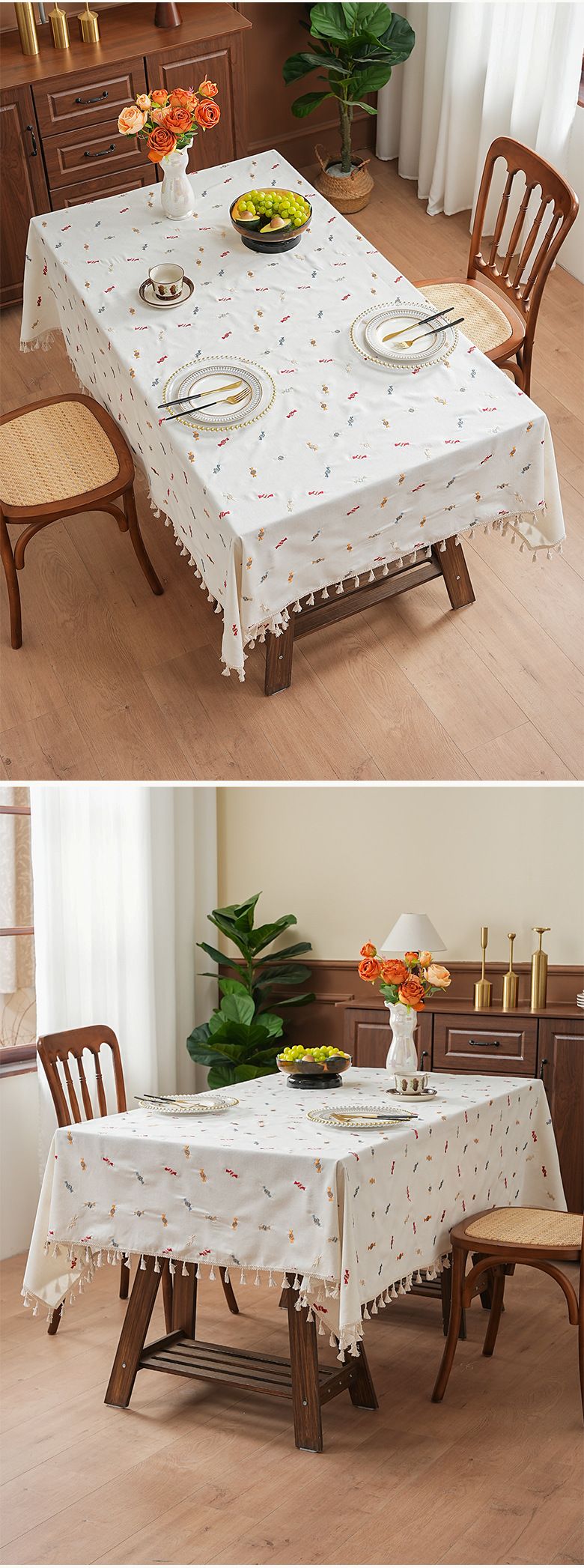 Tovaglia 100% lino – Disegni di caramelle e Natale, copertura rettangolare antipolvere per tavolo da pranzo, tavolino (150x100 cm/150x260 cm)_voghion.com