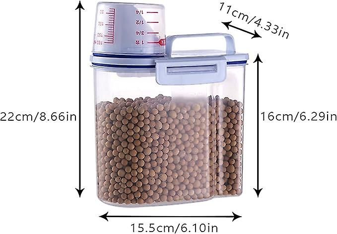 Luftdichter Tierfutterbehälter, Trockenfutterbehälter mit Messbecher, Katzen-Trockenfutterbehälter, für Tierfutter, Nudeln, Getreide, Reis, 1,5 l (6,10 x 4,33 x 8,66 i_voghion.com