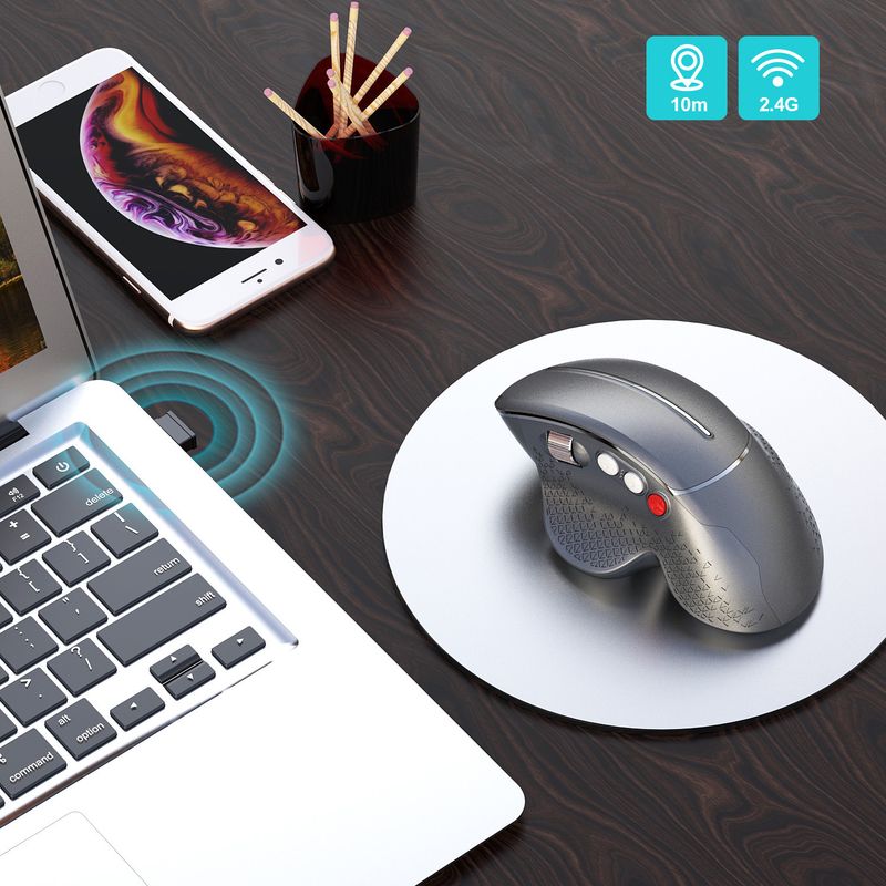 New Vertical Ergonomic Design 2.4G Wireless Mouse Grip_voghion.com