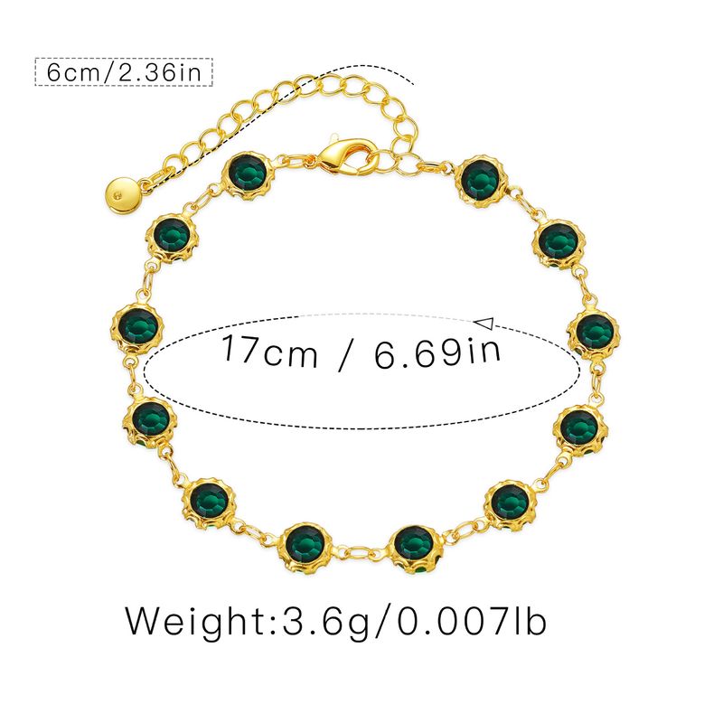 Pulseira francesa de ouro verdadeiro banhada a cobre estilo retrô K incrustada com textura de zircônia verde escura joias requintadas_voghion.com