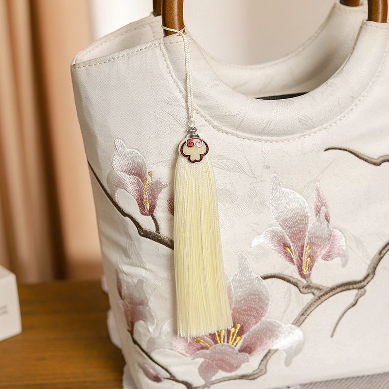 Deep In Magnolia Wood Handle Ethnic National Ancient Style Cheongsam Handheld Bucket Bag Embroidered Handbag_voghion.com