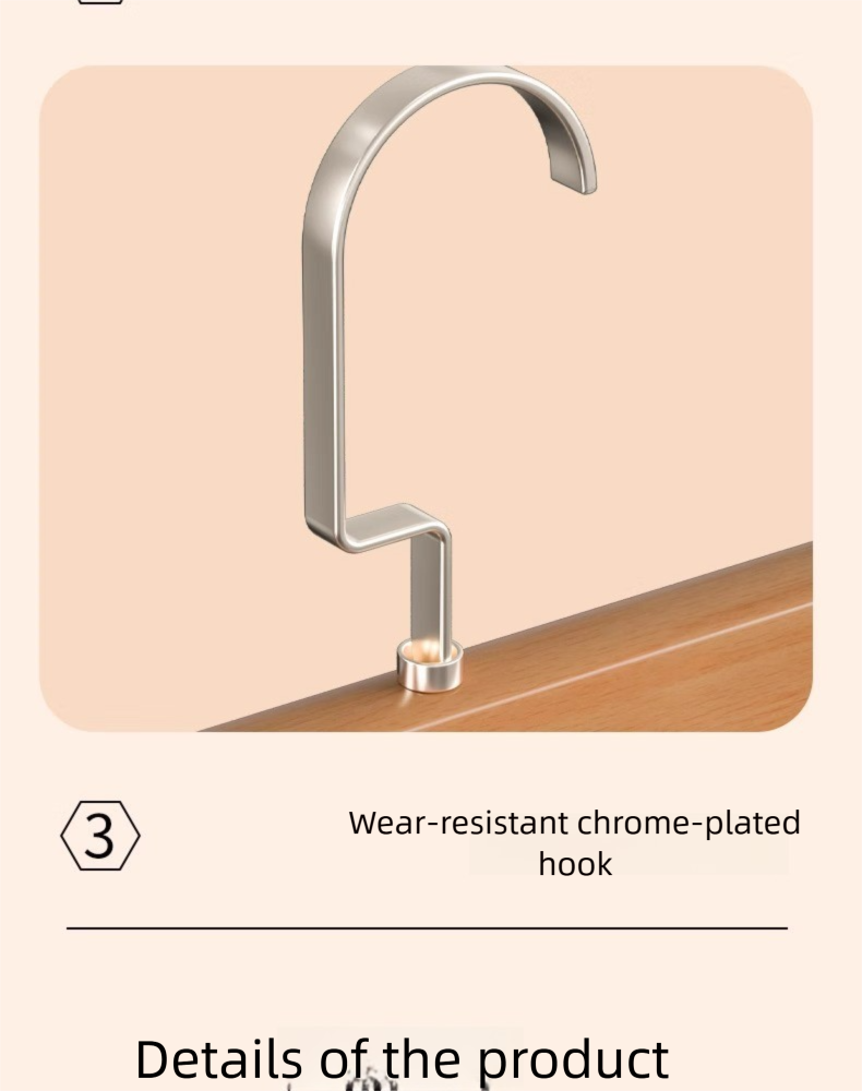 Cabide de madeira ondulado multifuncional para guarda-roupa e armazenamento de roupas íntimas, ideal para uso doméstico. Gancho discreto para pendurar roupas._voghion.com