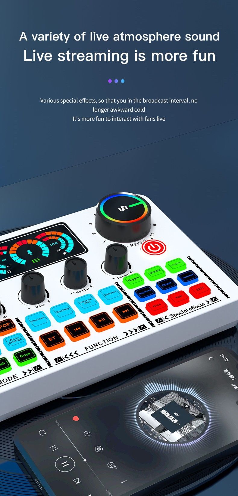 V98 Live Singing Soundcard Engelsk version Mobile computere understøtter generelt live streaming_voghion.com