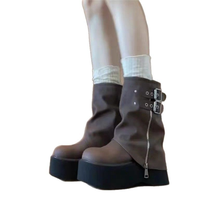 Mid-Calf Women 2025 Herbst Winter Neue modische vielseitige Höhe erhöhende Street Style Hose Tube Boots für eine größere_voghion.com