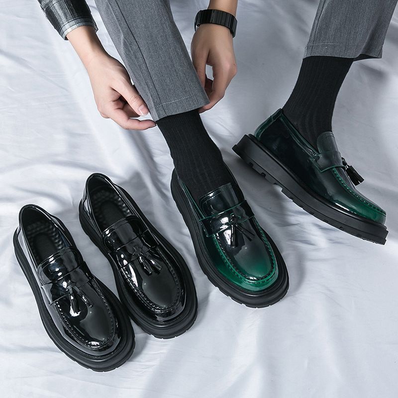 Hochwertige Lederschuhe für Männer mit Sinn für britischen Stil, hoher Leibhöhe, dicker Sohle, trendig und glänzend_voghion.com