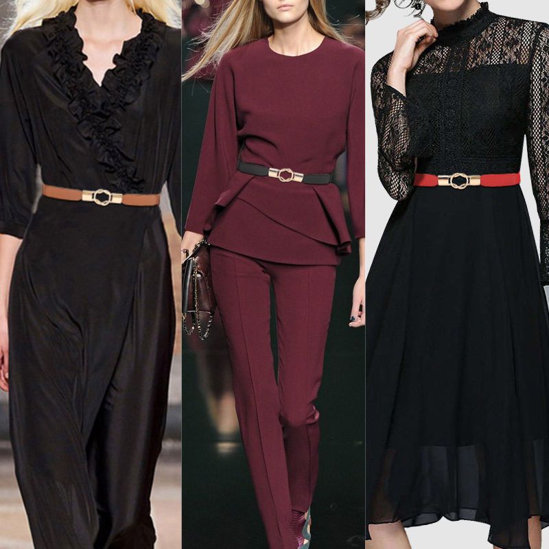 Cintura sottile con fibbia in metallo decorativa per abito da donna, alla moda, alla moda, da donna_voghion.com