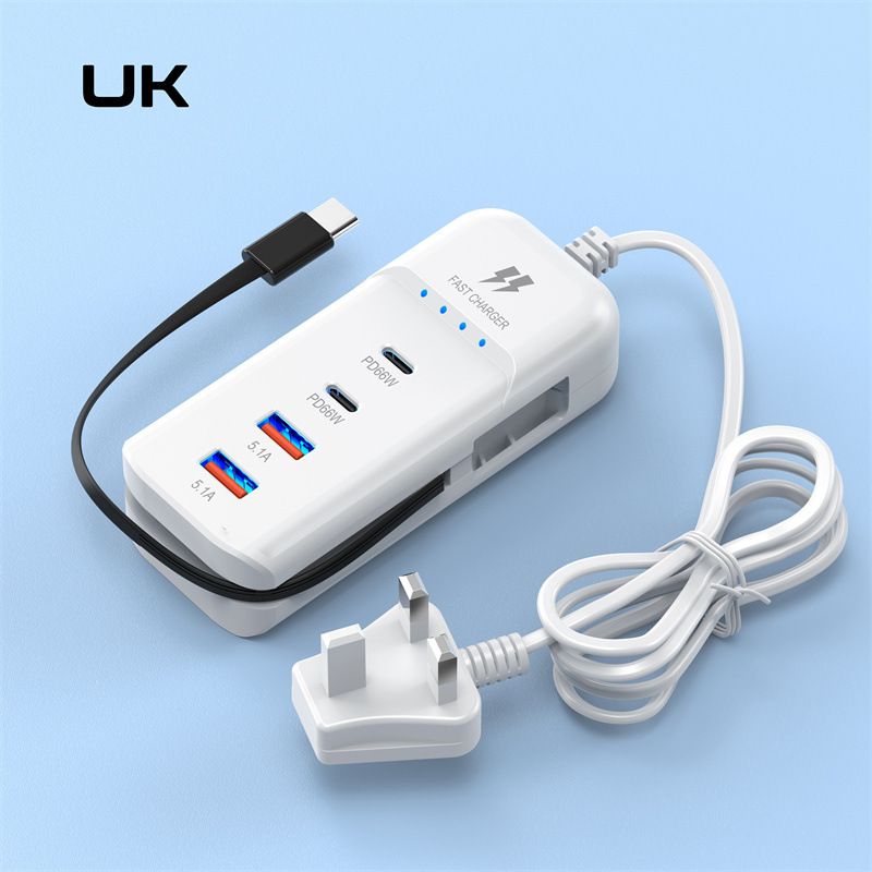 Cargador de teléfono móvil PD + puerto USB con cabezal de carga múltiple, adecuado para Android 3.1a, tipo C_voghion.com