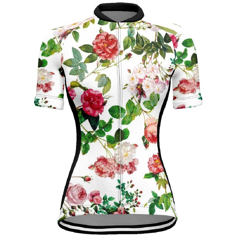 Outdoor-Radsportbekleidung für Damen, kurzärmlige Oberteile mit Blumenmuster für Damen, einfache Outdoor-Radsportbekleidung für Mädchen_voghion.com