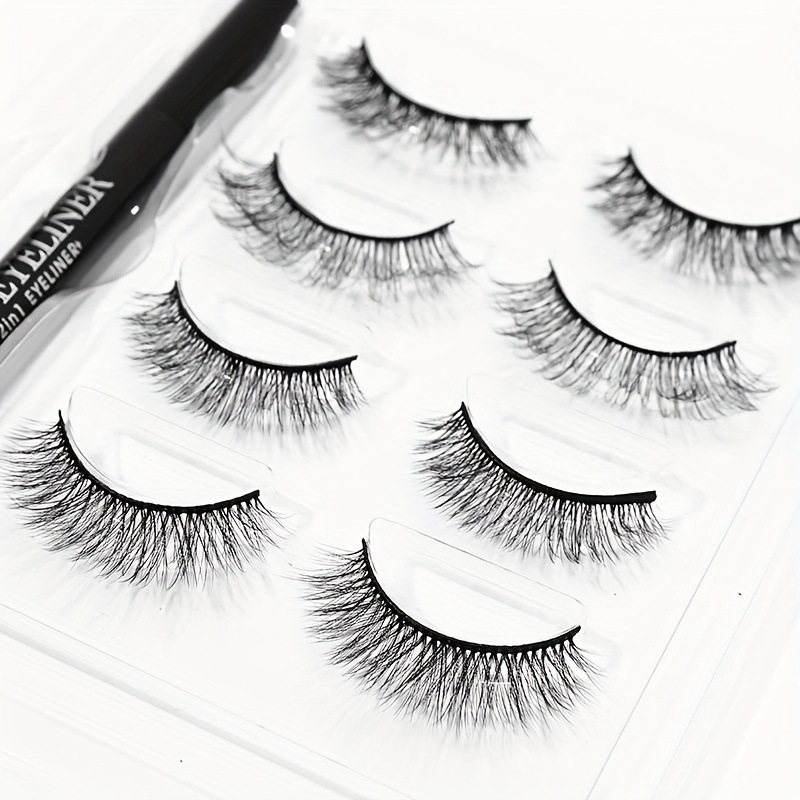 USHAS eyeliner gelpen Valse wimpers passen bij 3D nertsenhaar dikke krullende oogmake-up_voghion.com