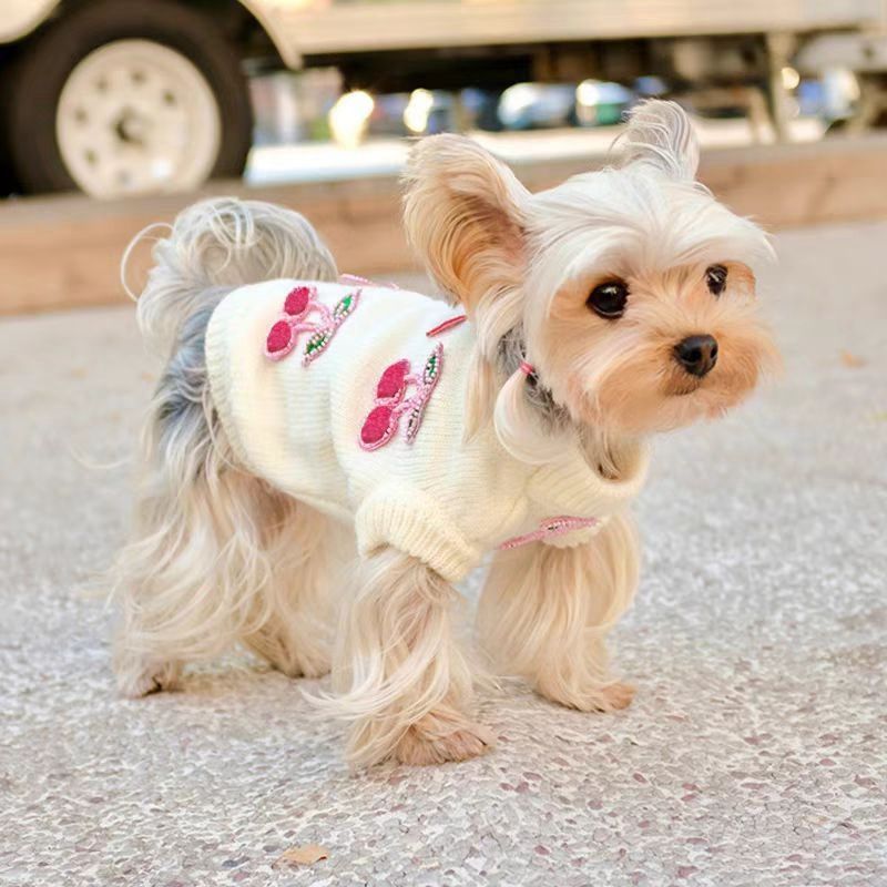 Pet Dog Cat Super Cute Princess Style Cherry Sweater For Small And Medium Pets Maltese Bichon Teddy_voghion.com