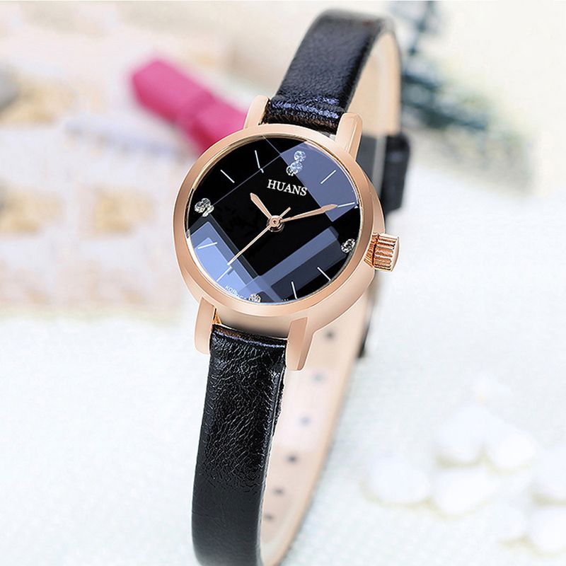 ins stile piccolo quadrante sottile cinturino in PU orologio al quarzo orologio da studente orologio da donna set regalo_voghion.com