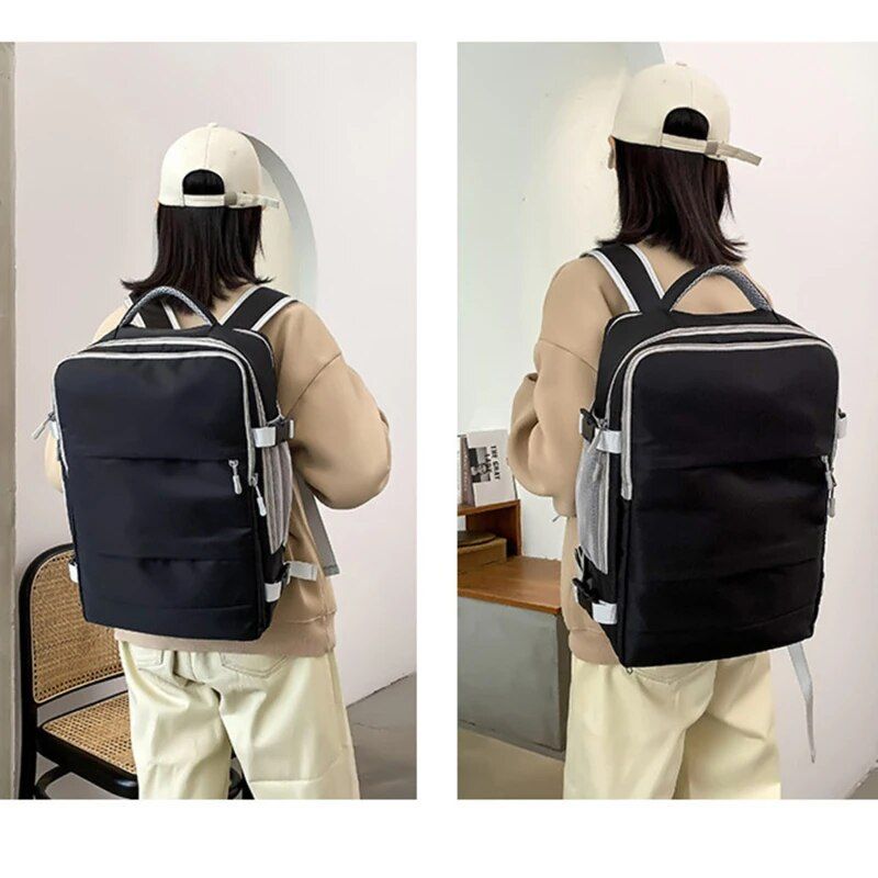 Zaino da viaggio per donna, impermeabile, per ragazze adolescenti, con ricarica USB, per computer portatile, con tracolla grande, borsa per scarpe 2024_voghion.com
