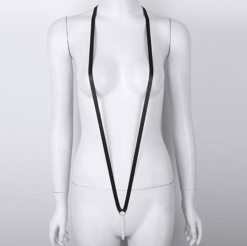 Intimates Mini Pearl One-Piece Lady Sexy caurspīdīgs krūšturis un biksītes Pamas trīspunktu bikini komplekts_voghion.com