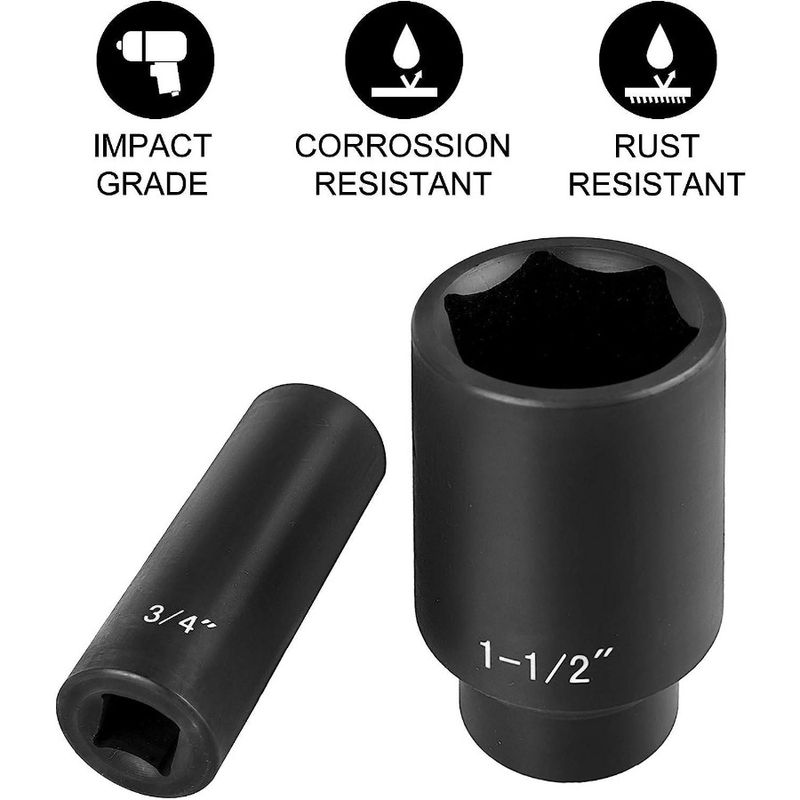 Drive Rugged Inches Construction 2 Socket Piece Set Impact 1 Inches Sockets Deep Impact Socke Sockets 6Point CrV 2 19 1 Socket_voghion.com