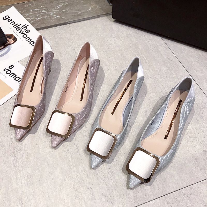 Square Buckle High Heels Women, Thin Versatile, New Autumn New Style, Super Hot Ins Cat Heel, French Pointed Toe Single_voghion.com