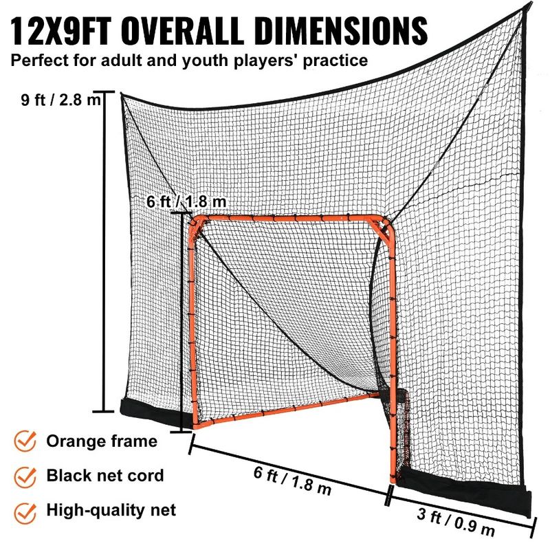 Quick Complete Lacrosse Net, Lacrosse X Extended Accessories Training Hockey Backstop 12' Net, 9' With Goal Coverage, Easy And_voghion.com