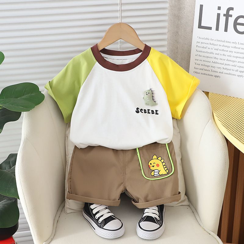 2024 Summer New Product for Boys Girls 0-4 Years Old Comfortable and Cute Casual Round Neck Short Sleeve Set 2_voghion.com