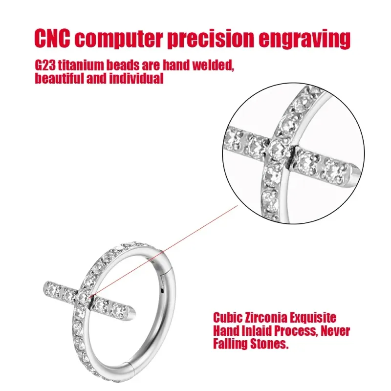 F136 Titanium Tragus piercing Clicker Zircon Cartilage Nose hoop Ring Septum Earrings 16G Hinged Segment Body Jewelry Wholesale_voghion.com