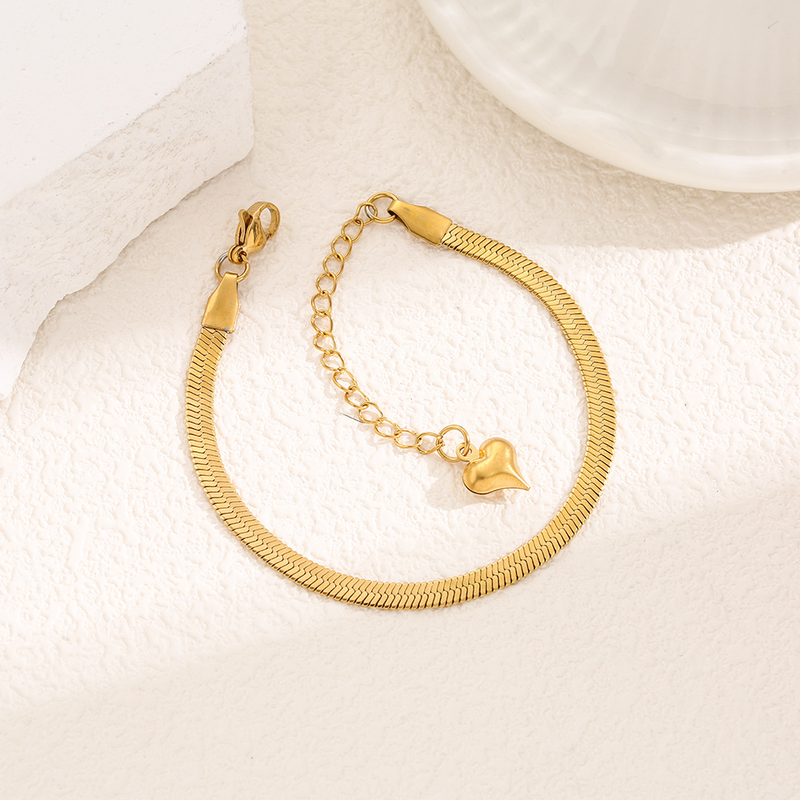 Eenvoudige en hoogwaardige, gepersonaliseerde platte kettingarmband met slangenbeen, sieraden van titaniumstaal, veelzijdig in trendy mesh rood_voghion.com