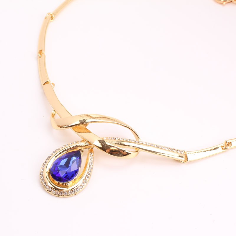 Set di gioielli da donna con perline africane color oro e cristallo austriaco, collana nuziale, braccialetto, orecchini e anelli_voghion.com