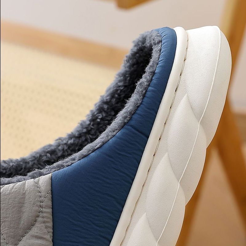 Winter Casual Men's Slippers Indoor Waterproof Home Shoes Fur Flat Warm Fashion Couples Bedroom Houseshoes Large Size 48/49_voghion.com