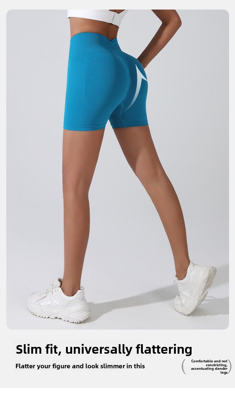 Sommerliche Yoga- und Sporthose in Pfirsichfarben, Fitnesshose für Damen, Dreiviertel-Hüfthose mit hohem Bund, schnelltrocknend, mit formender Wirkung._voghion.com