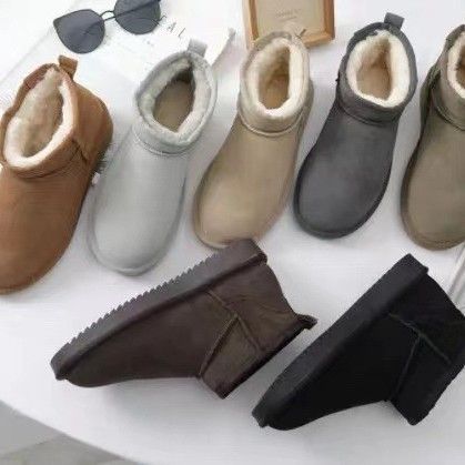 54 Celebrity Style Cowhide Solid Color Low-Cut Round Toe Daily Winter Short Flat Heel Warm Snow Boots_voghion.com