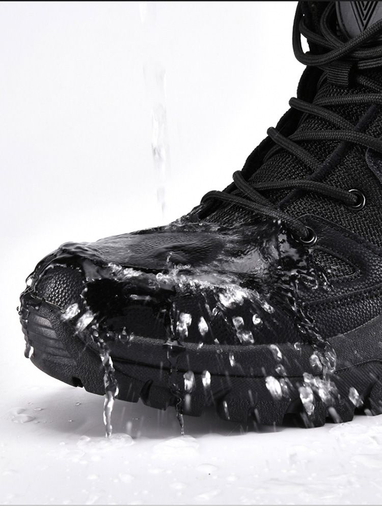 Unisex Winter Snow Boots For Couples - High Top Waterproof Hiking Boots With Fleece Lining, Non-Slip Rubber Sole For Outdoor Adventures_voghion.com