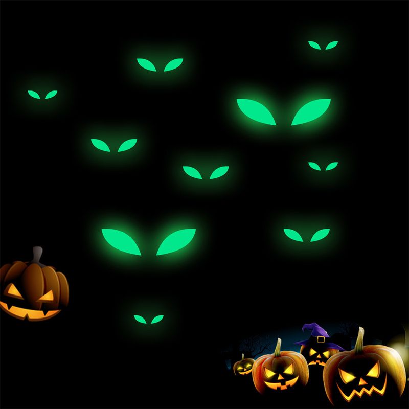 Glow In The Dark Halloween Stickers - Self-Adhesive PVC Wall Decals For Spooky Home Decor, Party Scenes & Nighttime Fun (Multiple Designs)_voghion.com