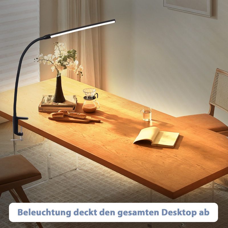 Glitzerlife Schreibtischlampe LED Klemmbar - 5W Weiß Tageslichtlampe Mit 3 Farbtemperatur Und 5 Helligkeitsstufen Mit USB Arbeitsplatzleuchte Klemmlampe Für Büro_voghion.com