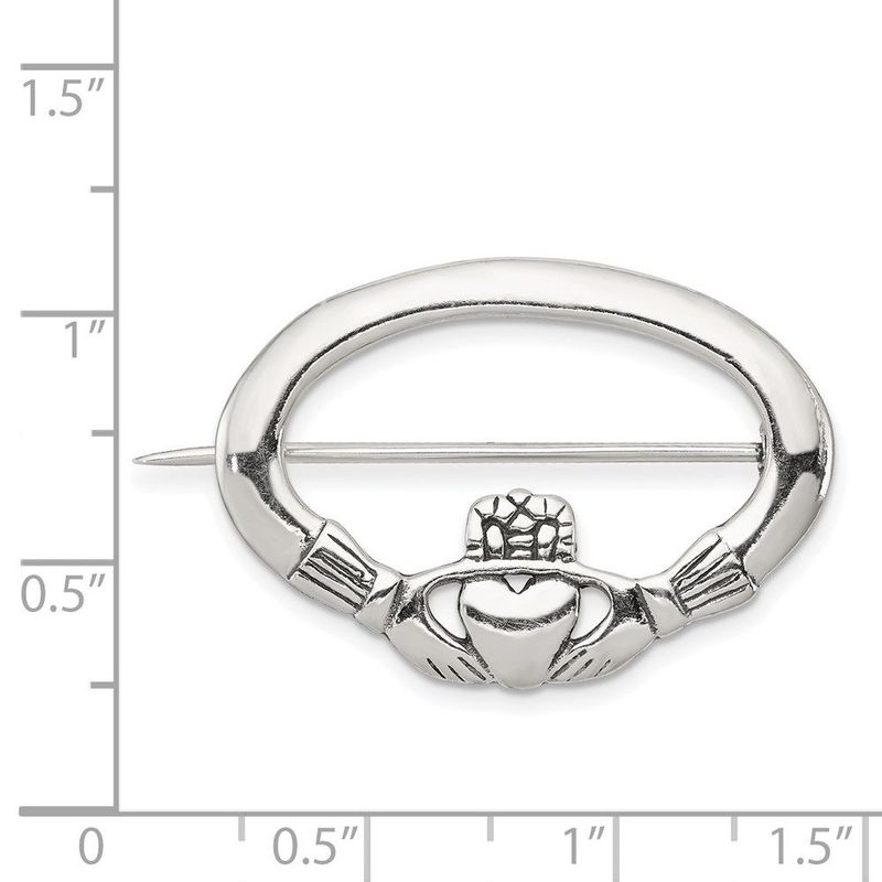 Sterling Silver Antiqued Claddagh Pin_voghion.com