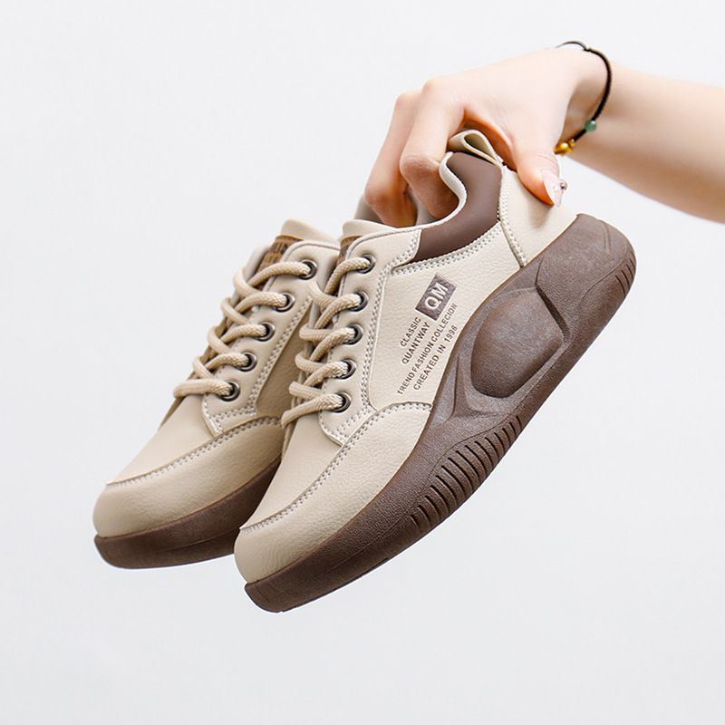 White For Women 2025 Spring New Student Korean Edition Ins Trendy Versatile Thick Soled Le Fu Casual Shoes XQ5801_voghion.com