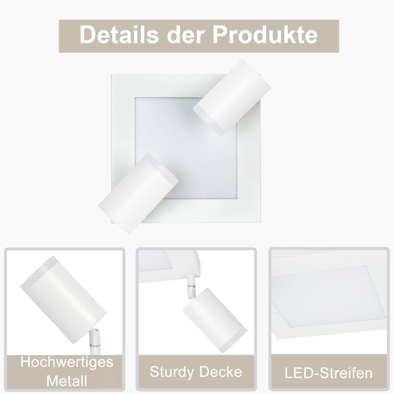 Glitzerlife LED Deckenlampe 2 Flammig Deckenspot GU10 - Schlafzimmerlampe 3000k Weiß Küchenlampe 20W Deckenstrahler Schwenkbar Für Wohnzimmer Küche Schlafzimmer_voghion.com