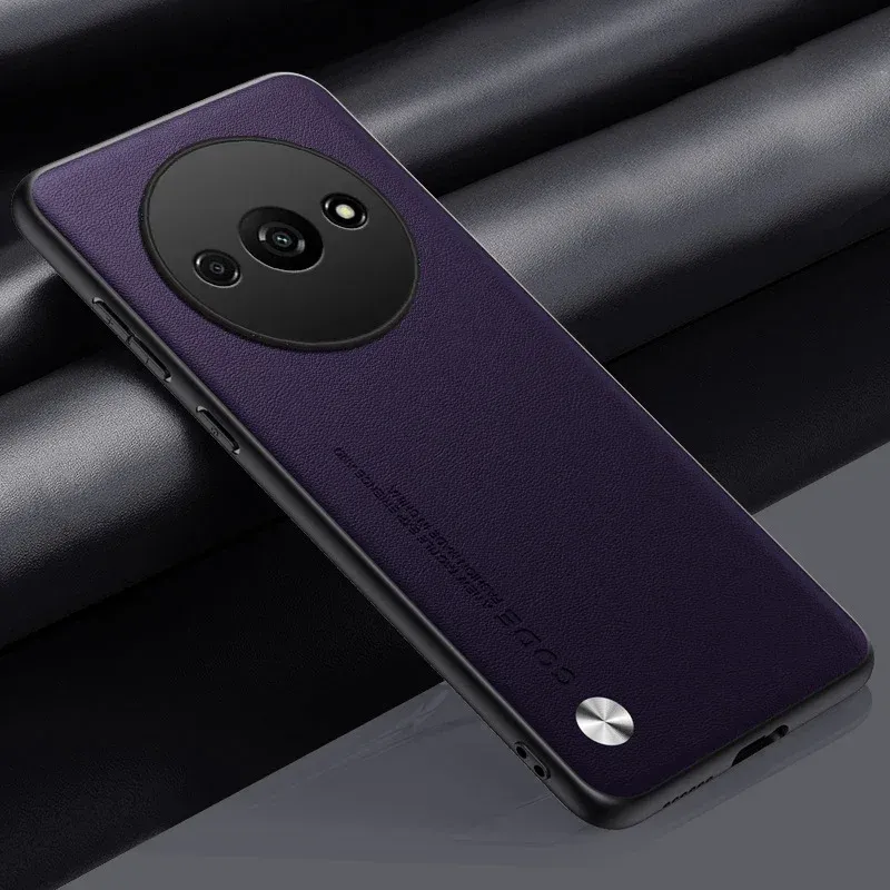 Luxuriöses, stoßfestes Hartschalenetui aus Leder für den Objektivschutz von Xiaomi Redmi A3 4G, rutschfeste Schutzhülle mit Fingerabdruck-Schutz_voghion.com