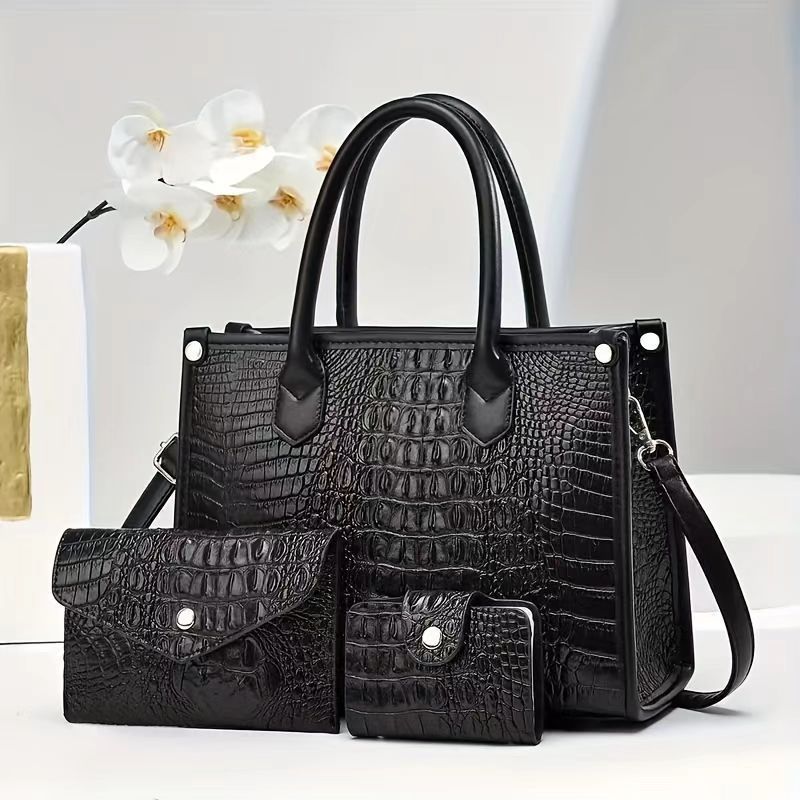 Torebki damskie Nowa torebka damska na ramię z fakturą krokodyla, crossbody, duża pojemność, trzyczęściowa torba dla matki i dziecka_voghion.com