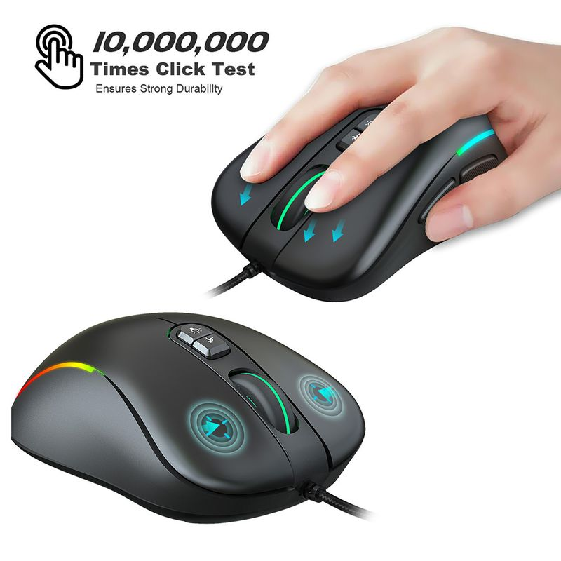 Xinweiqing Colorful Light Adjustable 6400DPI 7 Keys USB Wired Computer Laptop Gaming Mouse_voghion.com