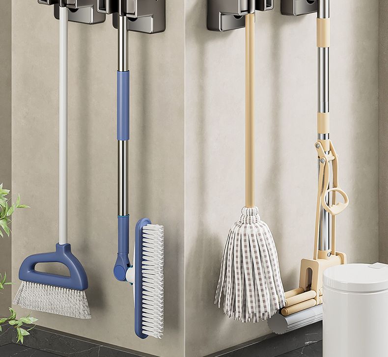 Suction Cup Mop Holder For Bathroom, Multi-Functional No-Drill Storage Rack, Household Cleaning Tool Organizer Hanger_voghion.com