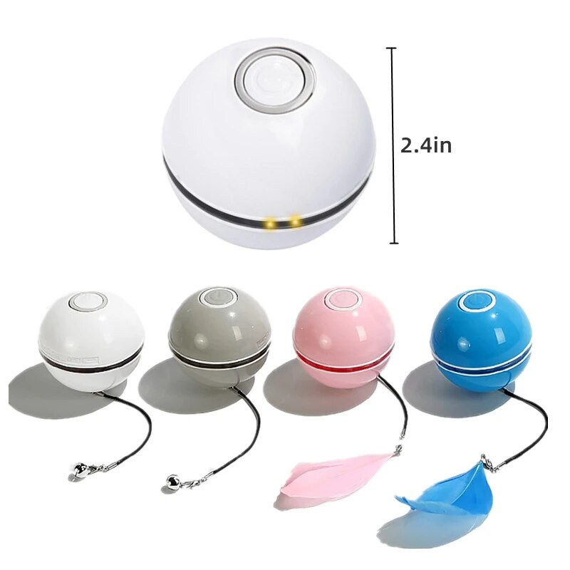 Pelota automática inteligente para gatos, interactiva, recargable por USB, con luces LED de colores y campanas de plumas, juguetes para gatos y gatitos_voghion.com