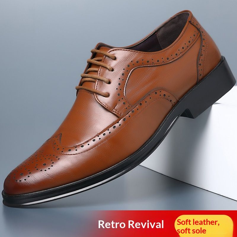 Chaussures homme Voyage Business Brogue en cuir sculpté, style britannique, pour le travail au bureau ou les loisirs, grandes tailles._voghion.com