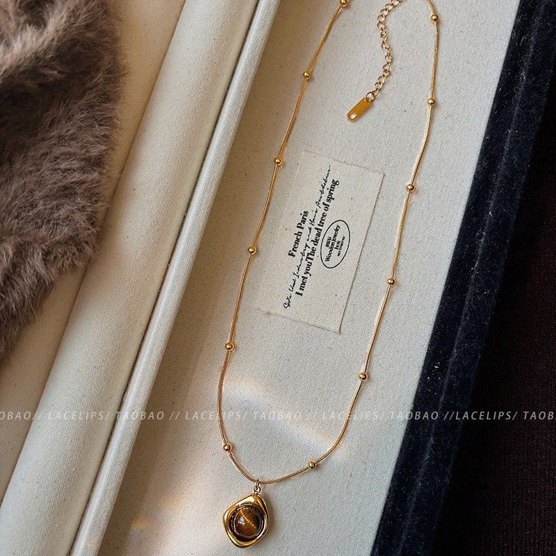 Cocoa Alcohol~ Beaded Necklace Women's Maillard Stacked Sweater Chain Premium Neck Chain Accessories_voghion.com