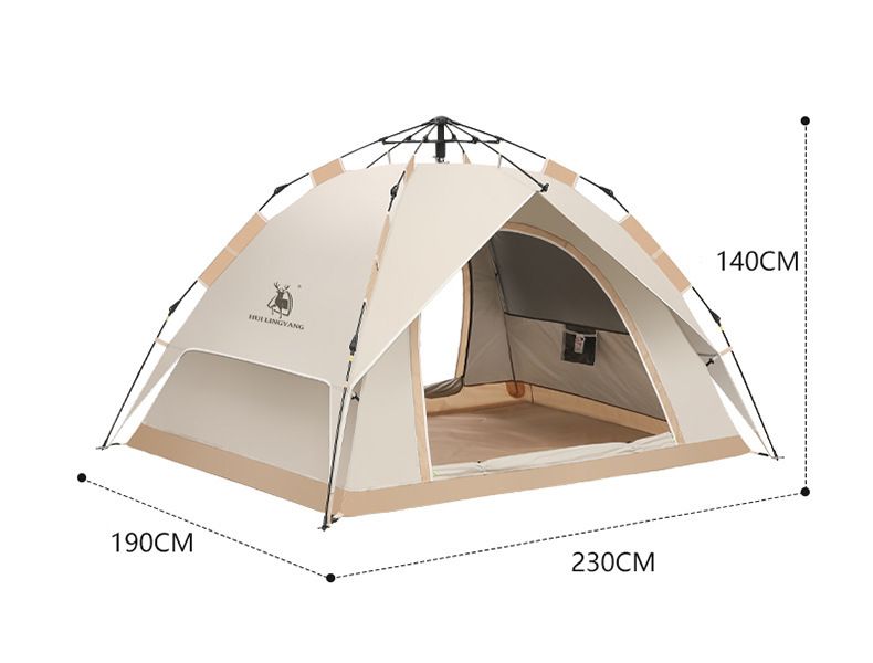 Tenda automatica a doppio strato per 3-4 persone, quattro stagioni, costruzione antipioggia, apertura rapida, tenda da campeggio esposta_voghion.com