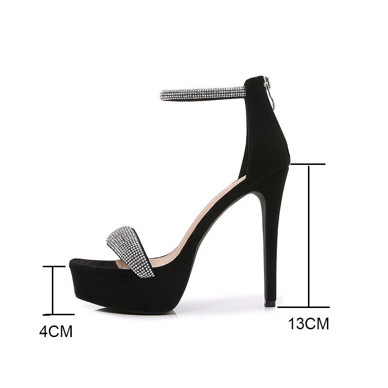 Büyük beden kare kafa taşlı çanta stiletto topuklu Kadın sıralı moda sandaletleri_voghion.com