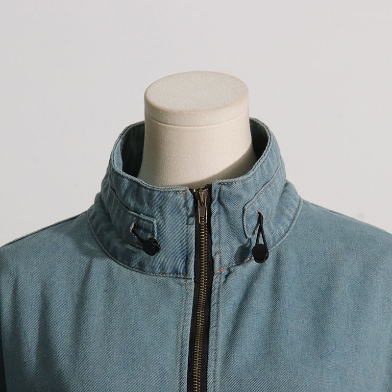 Damen-Oversize-Utility-Jeansjacke – Kurzer & Relaxed Fit (Streetwear, High Waist, Stretch-Baumwollmischung, Frühling/Sommer)_voghion.com