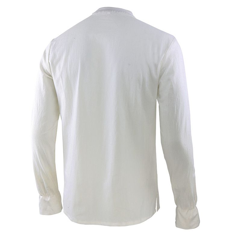 Men's Clothing medieval retro solid color men's loose tie collar shirt steampunk prince costume_voghion.com